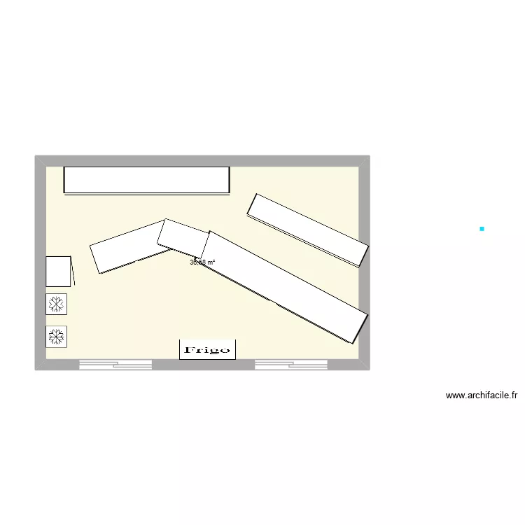 plan boulangerie. Plan de 1  et 37 m²
