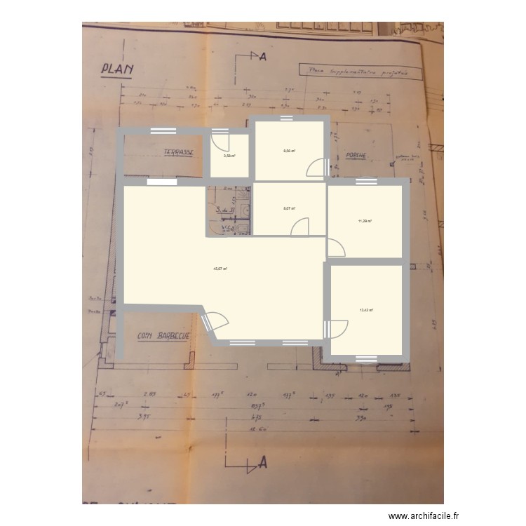 Plan actuel Hameau. Plan de 6 pièces et 90 m2
