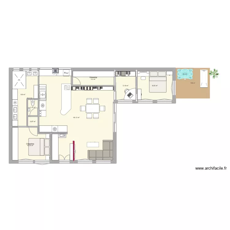 Projet avec 2 chambres. Plan de 8 et 91 m² Projet avec 2 chambres. Plan de 8 et 91 m²