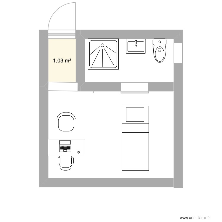 Bureau Marie. Plan de 1 pièce et 1 m2