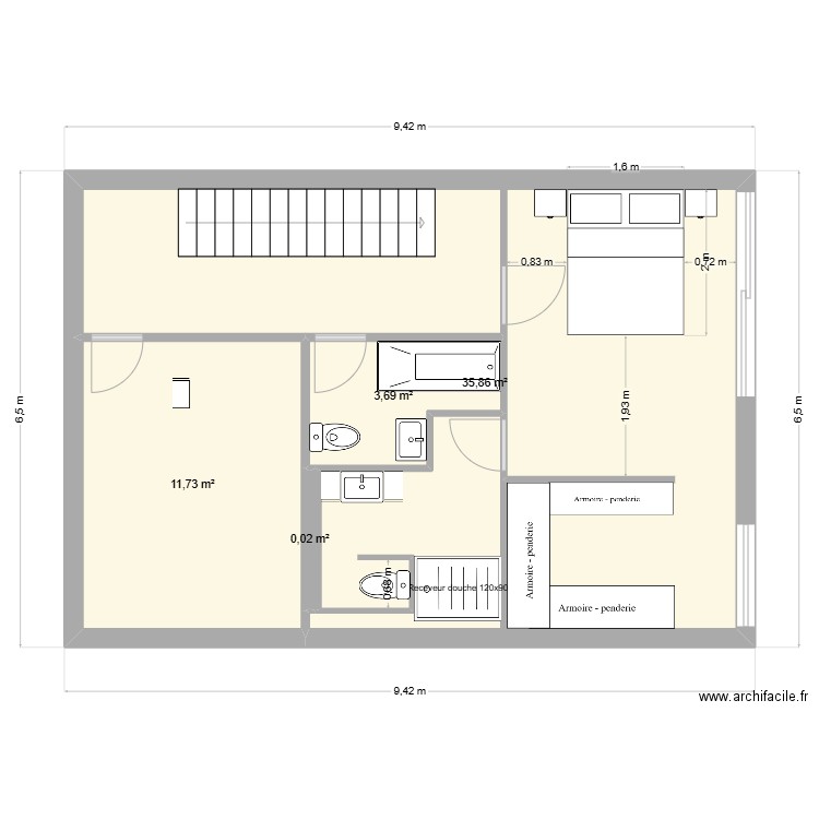 1er Claira 2 salles de bain complètes v8. Plan de 4 pièces et 51 m2