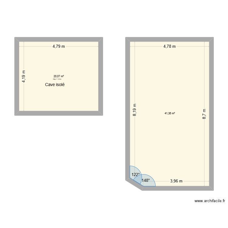 PAC LOGT. Plan de 2 pièces et 61 m2