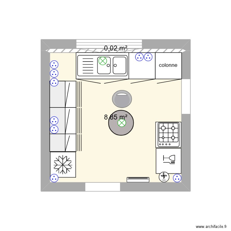 cuisine uckange. Plan de 2 pièces et 9 m2
