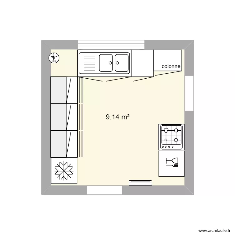 cuisine uckange. Plan de 1  et 9 m²