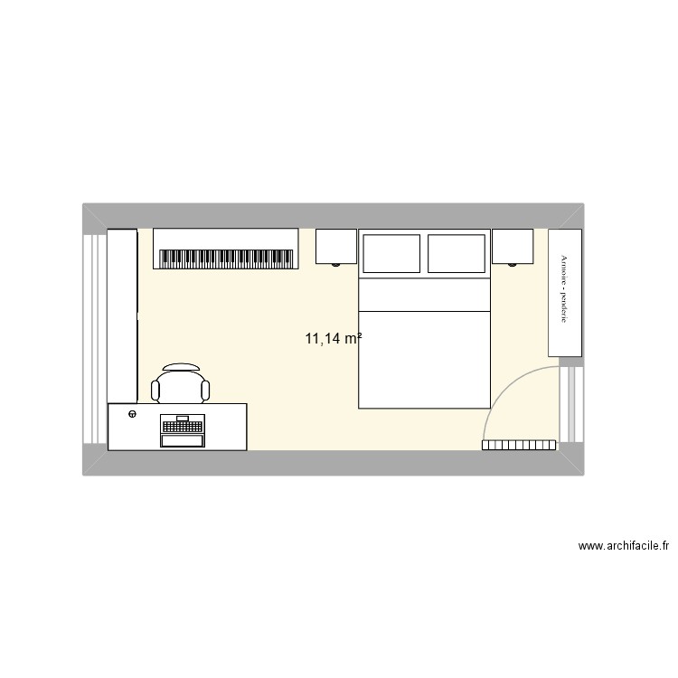 chambre parents. Plan de 1 pièce et 11 m2