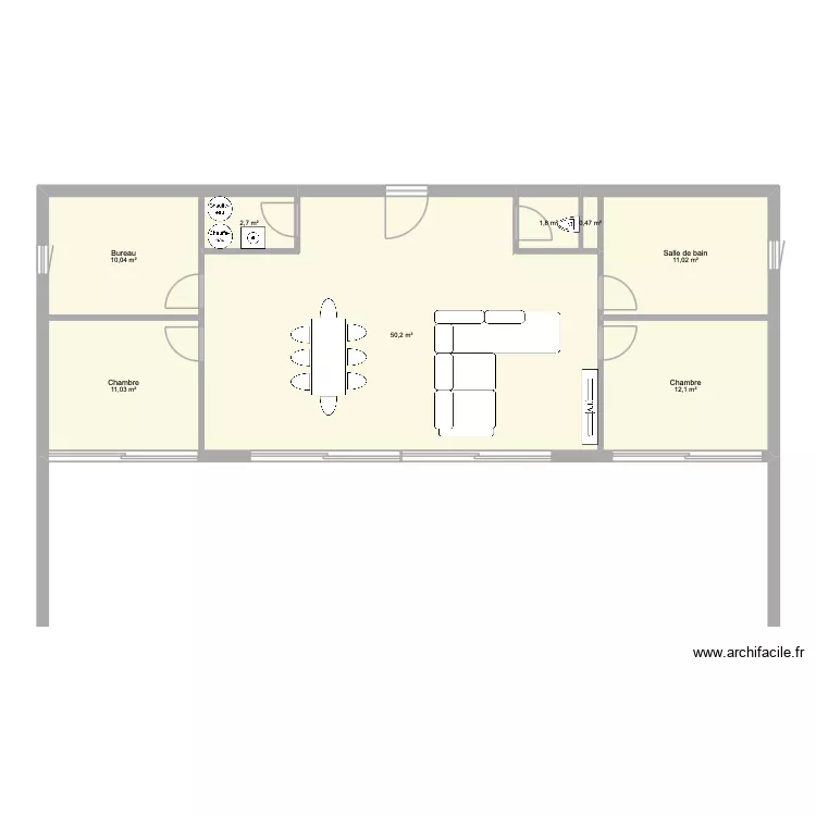 Maison V2. Plan de 8  et 99 m²