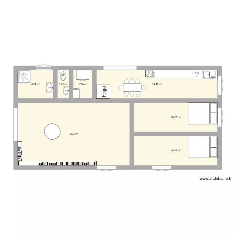 villa. Plan de 7  et 72 m²