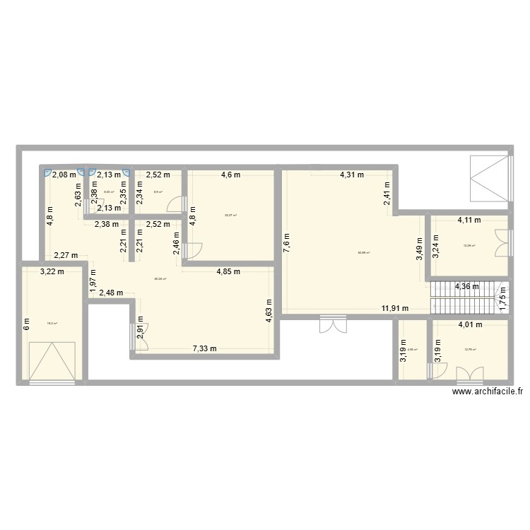 1er test. Plan de 9 pièces et 204 m2