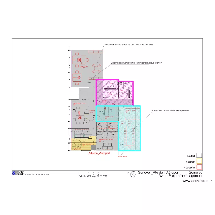 Sous-location - Gen&egrave;ve a&eacute;roport - CTA. Plan de 