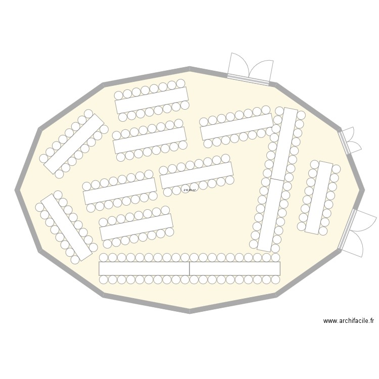 plan de table. Plan de 1 pièce et 211 m2