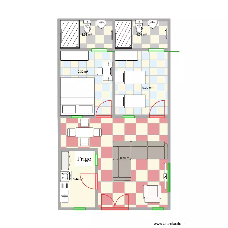 ghislain chambre. Plan de 6  et 53 m²