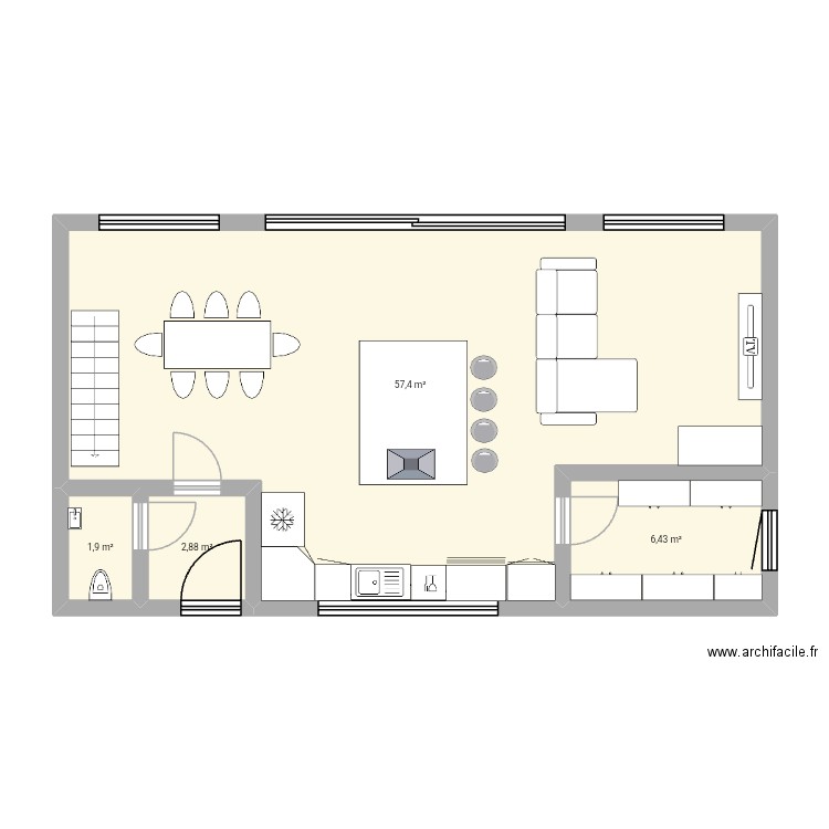 Projet 1. Plan de 9 pièces et 134 m2