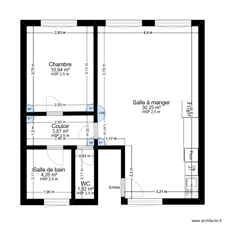La Fouillouse RDC Projet. Plan de 5 pièces et 51 m2