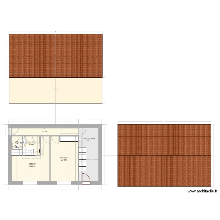 Rivarennes 153. Plan de 6 pièces et 56 m2