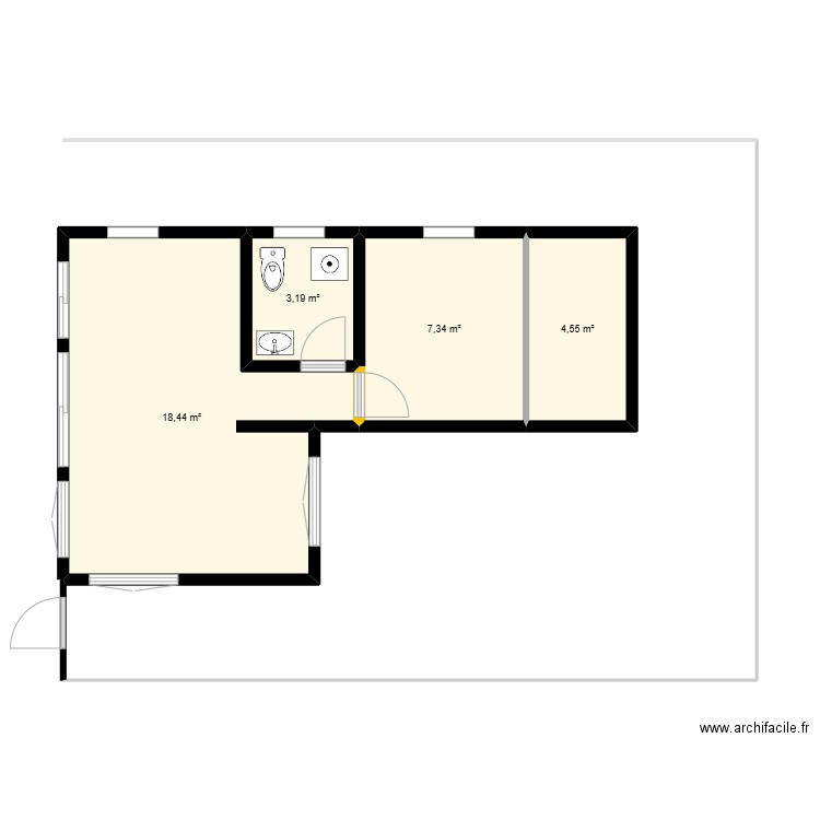 19 juillet 2025. Plan de 4 pièces et 34 m2