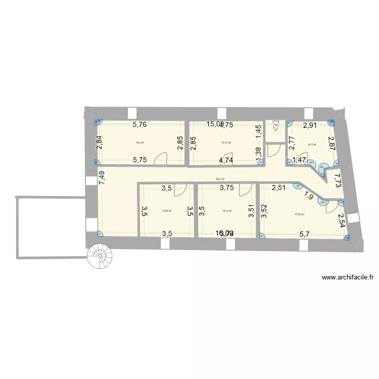 Chevre. Plan de 7  et 200 m²