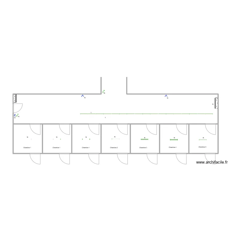 Chenil 2 unifilaire &eacute;lectricit&eacute;. Plan de 