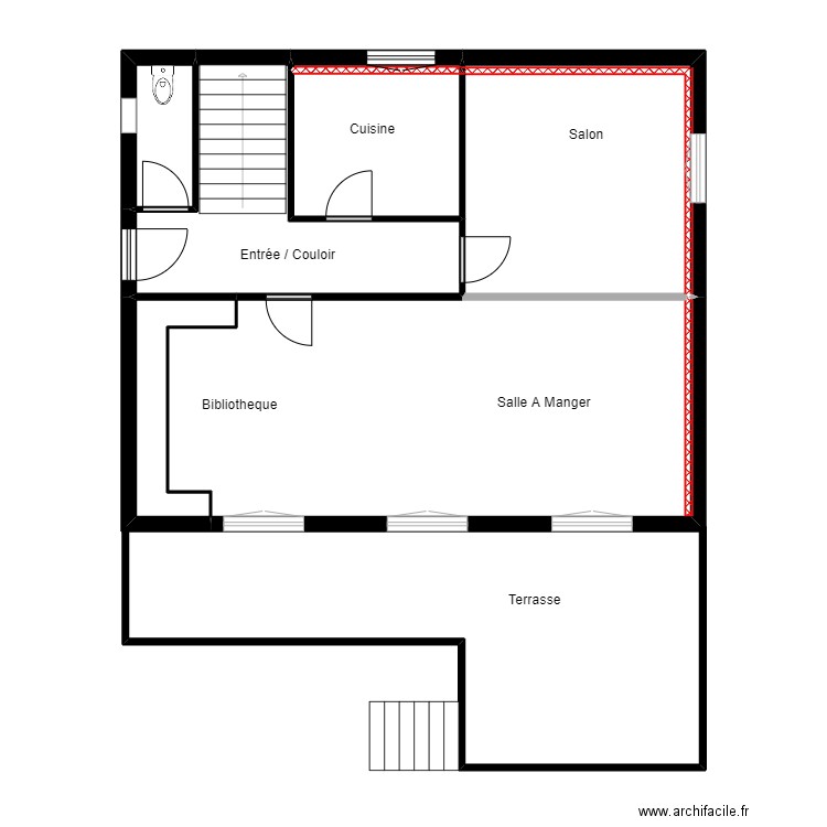 DECATOIRE RDC PROJET. Plan de 6 pièces et 65 m2