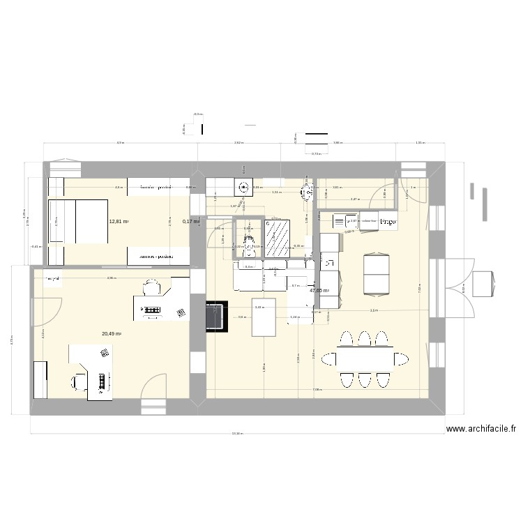 140. Plan de 5 pièces et 82 m2
