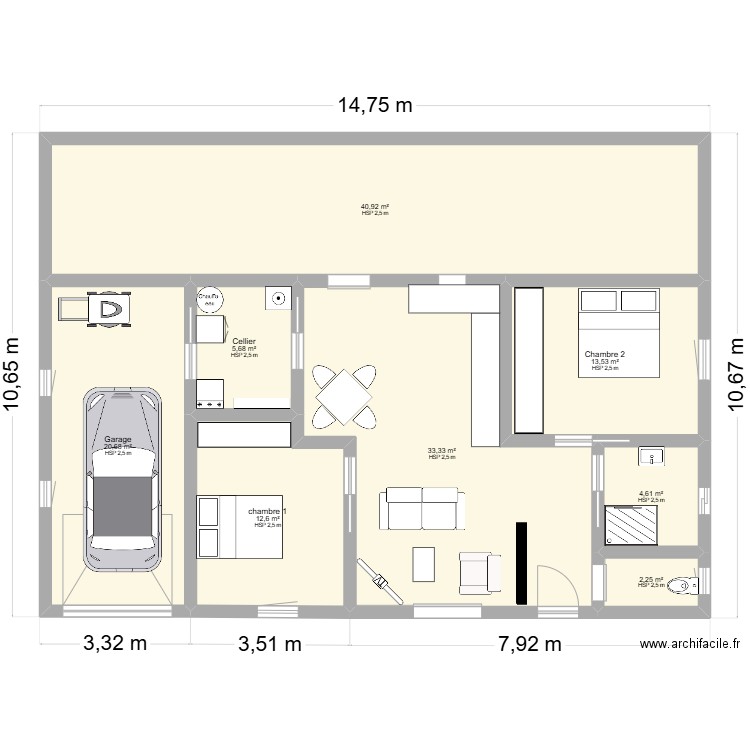 plan pontacq 4. Plan de 8 pièces et 134 m2