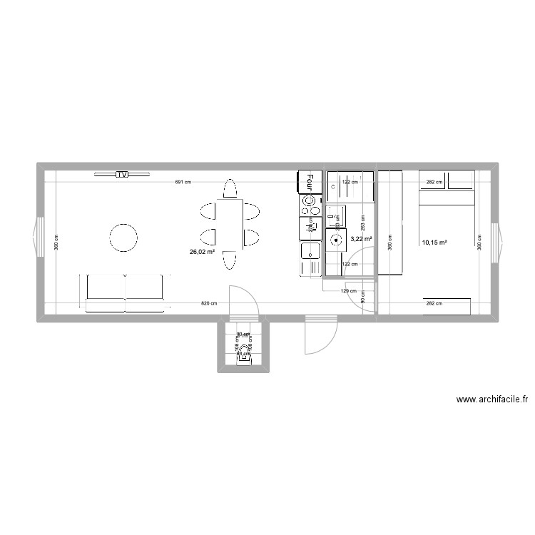 PLAN NOTRE DAME . Plan de 4 pièces et 40 m2