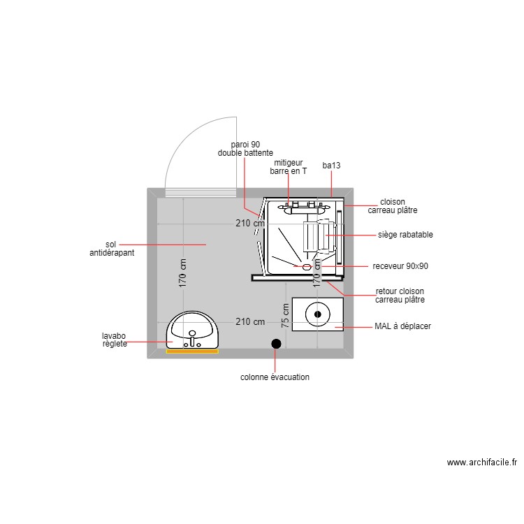 sebaoui. Plan de 1 pièce et 4 m2