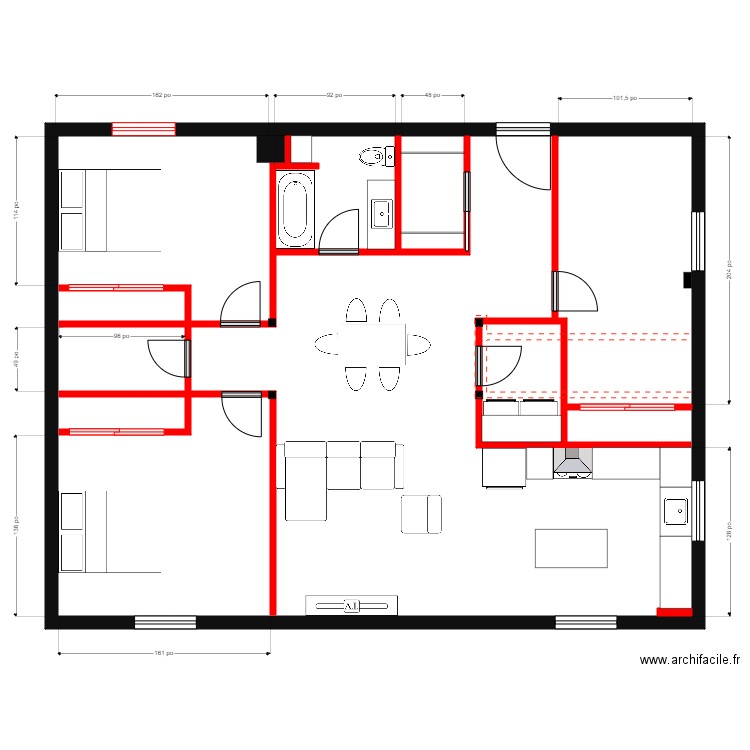 maxime G1. Plan de 1 pièce et 114 m2