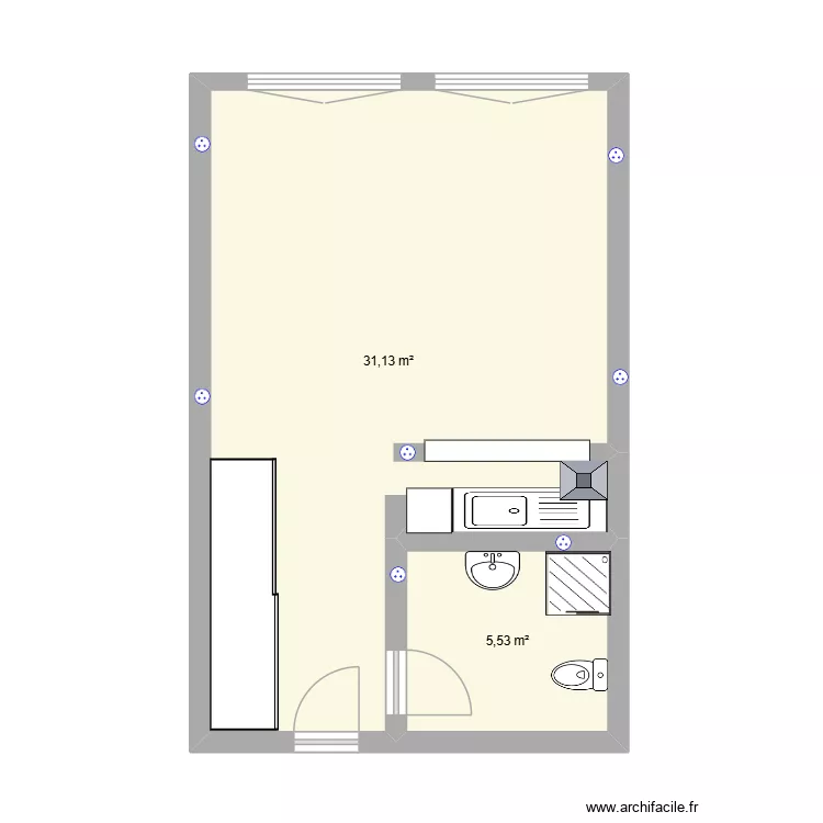 Appart 2. Plan de 2  et 37 m²