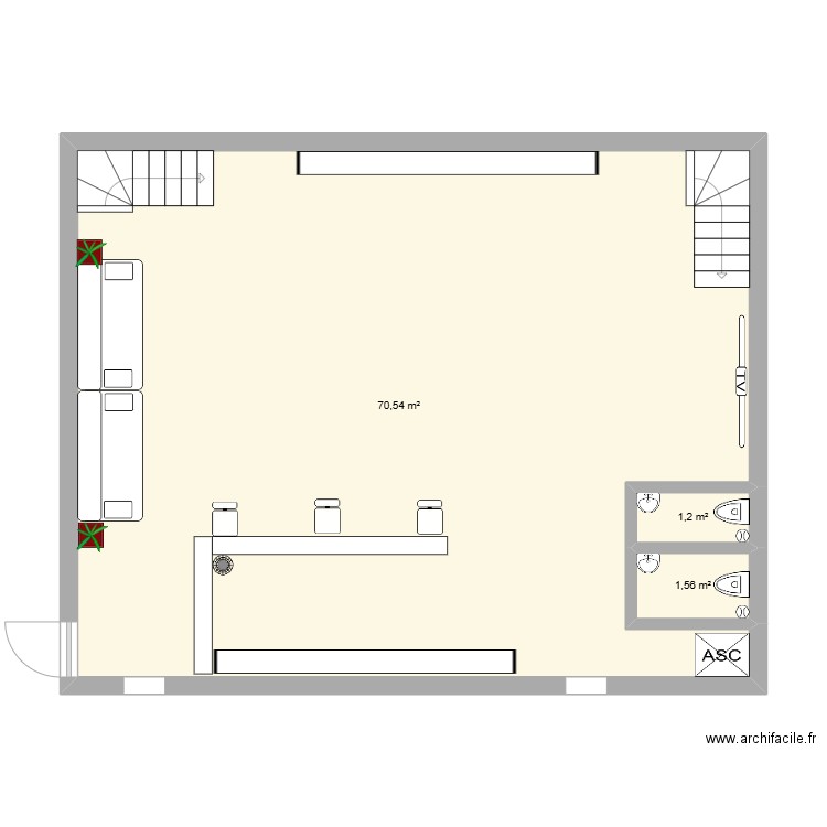 institut de mes reves (vente) rdc. Plan de 3 pièces et 73 m2