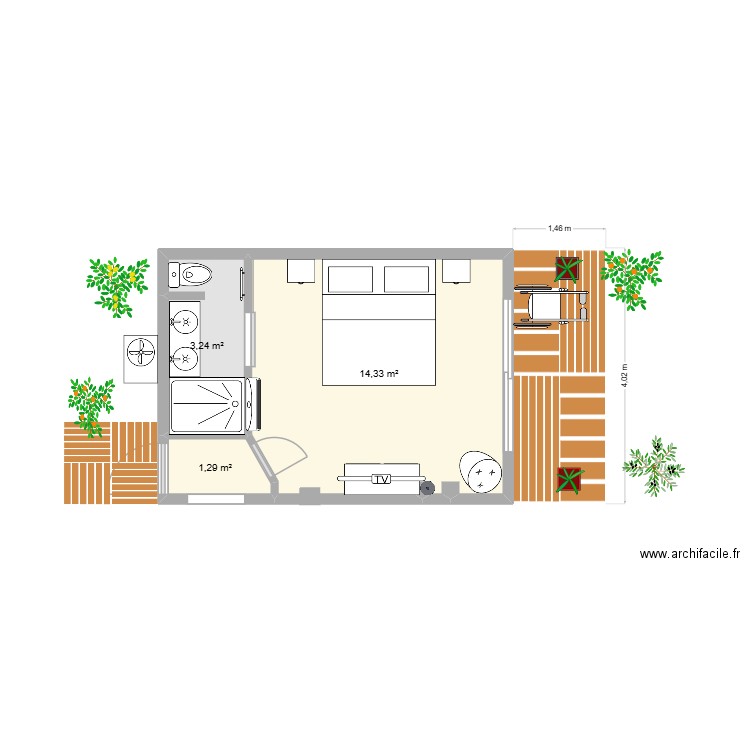 extension wambrechies. Plan de 3 pièces et 19 m2