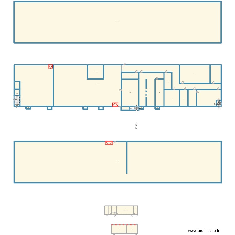espace vert. Plan de 28 pièces et -1982 m2