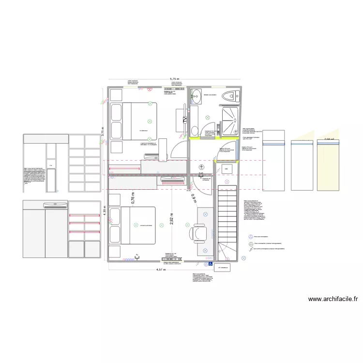DEF Remise: chambre 1 pers coté quai et coté cour + SDB. Plan de 30 Pièces et 47 m² DEF Remise: chambre 1 pers coté quai et coté cour + SDB. Plan de 30 Pièces et 47 m²