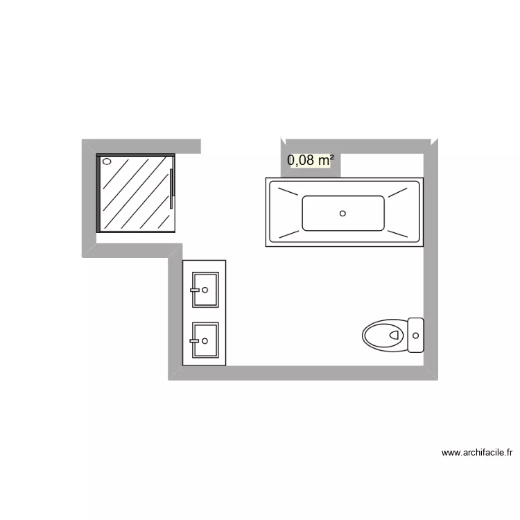 sdb. Plan de 1  et 0 m²