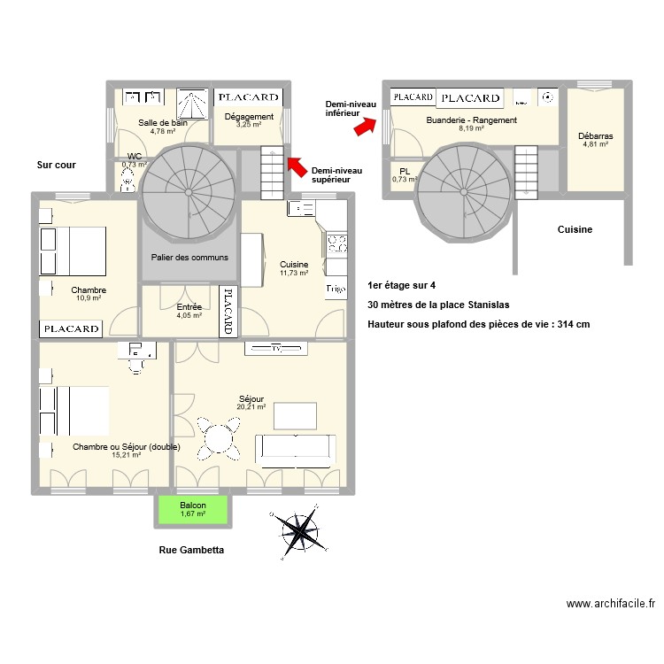 MAZOYER. Plan de 19 pièces et 104 m2