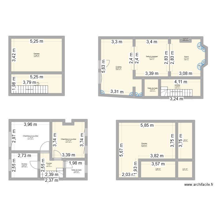 Maison Jupille. Plan de 17 pièces et 165 m2