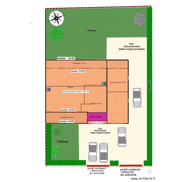 parking. Plan de 6 pièces et 566 m2