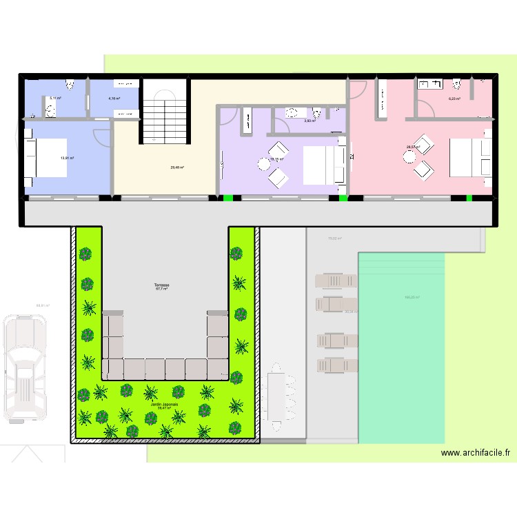 Villa 5 V3. Plan de 22 pièces et 1395 m2