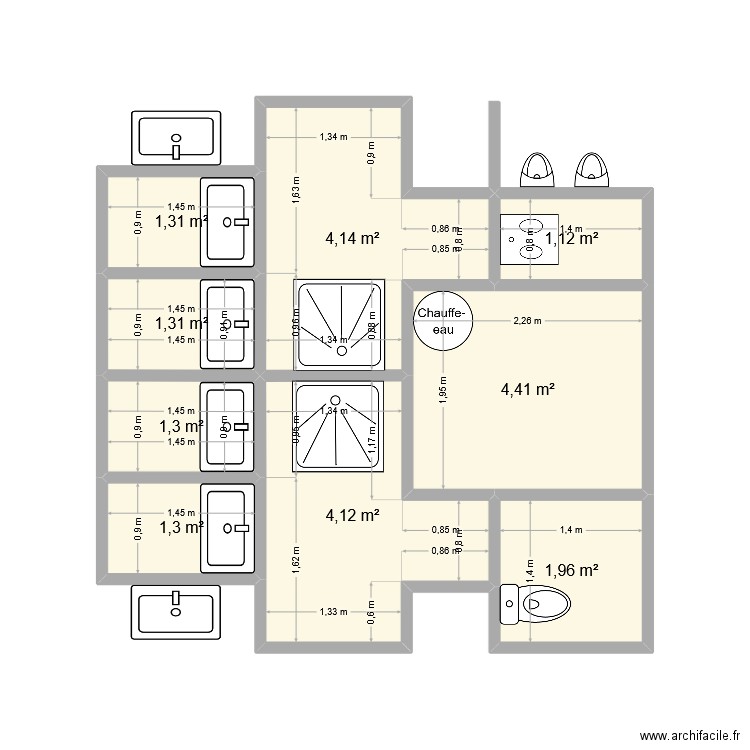 Blob sanitaire Camping Plessala. Plan de 9 pièces et 21 m2