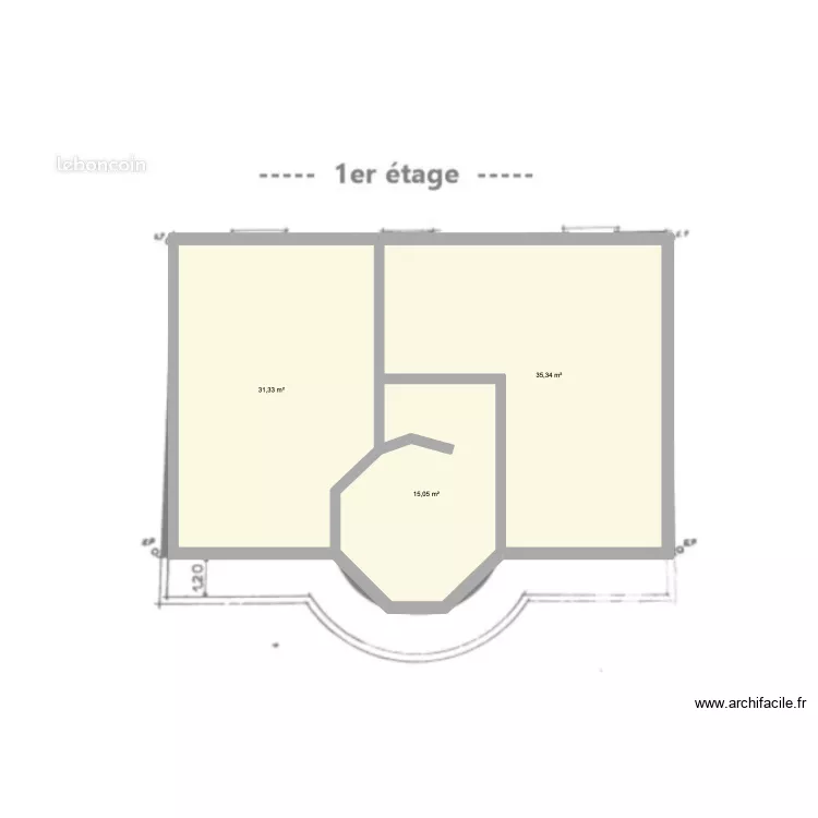 1er étage GRENETS. Plan de 3 et 82 m² 1er étage GRENETS. Plan de 3 et 82 m²