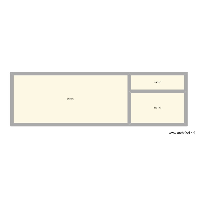Salon en L. Plan de 3 pièces et 55 m2