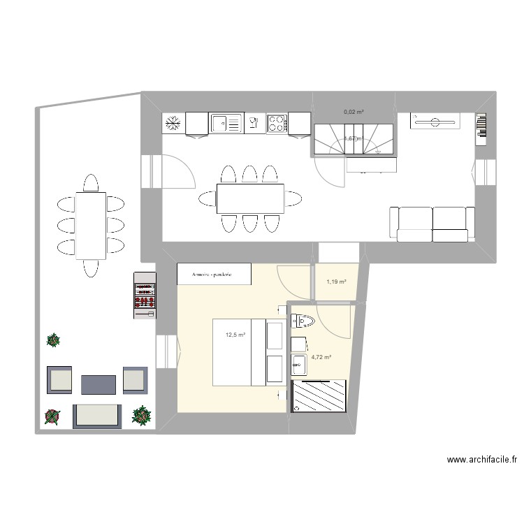 creux 3. Plan de 5 pièces et 20 m2