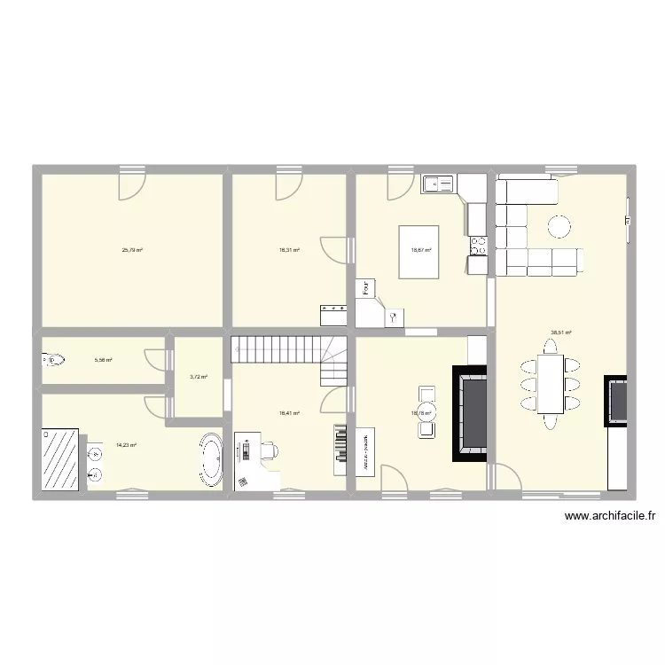 maison. Plan de 9  et 158 m²