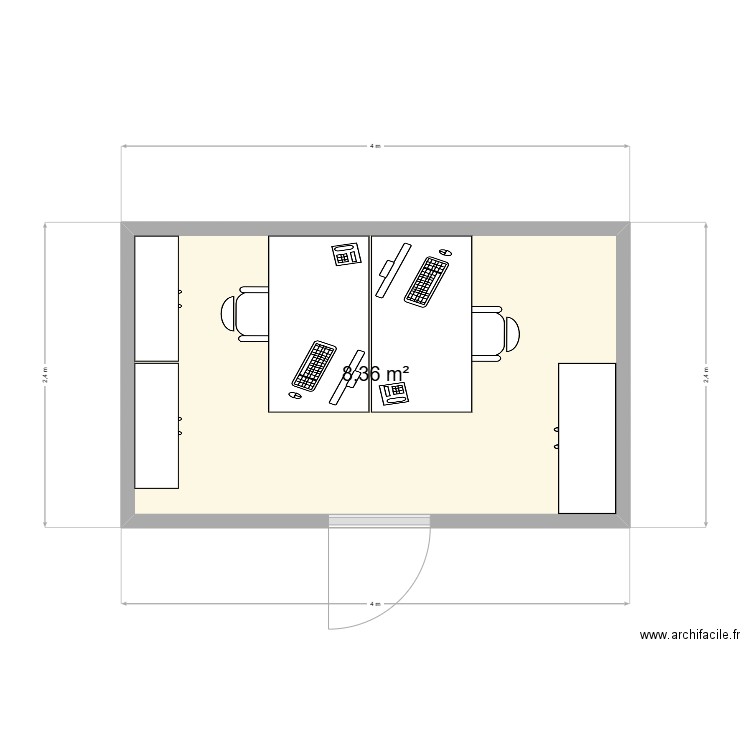 Algeco copack. Plan de 1 pièce et 8 m2