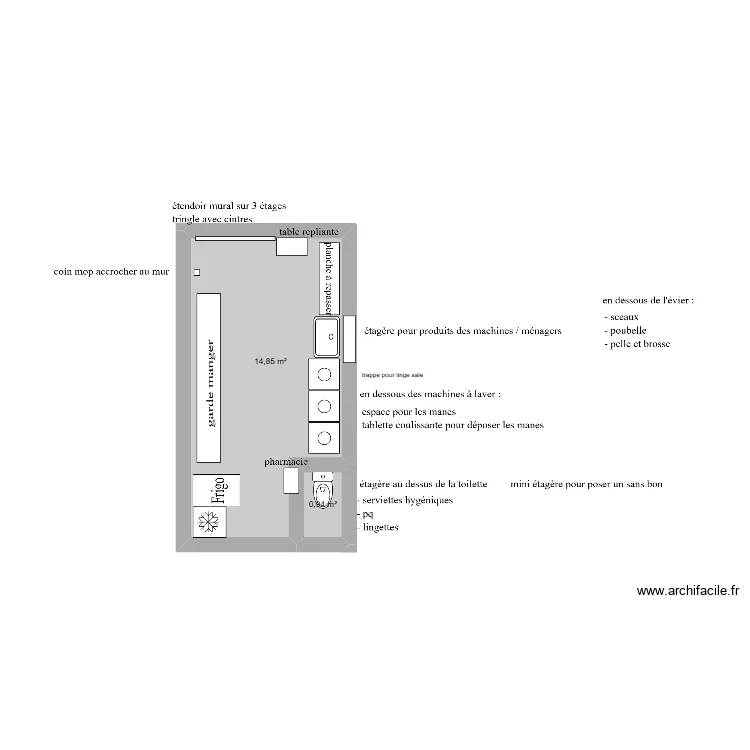 buanderie. Plan de 