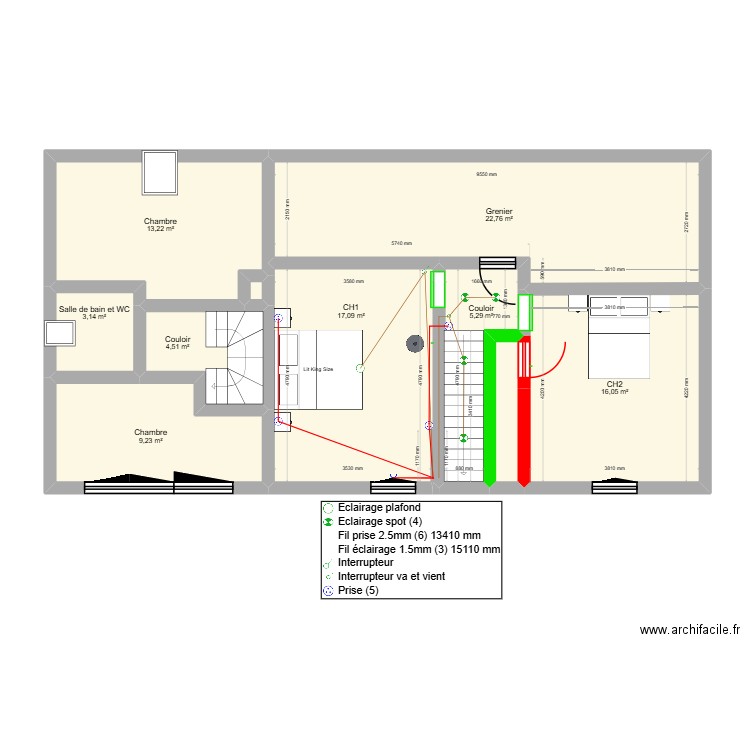 1ER LACHAPELLE 2. Plan de 10 pièces et 93 m2