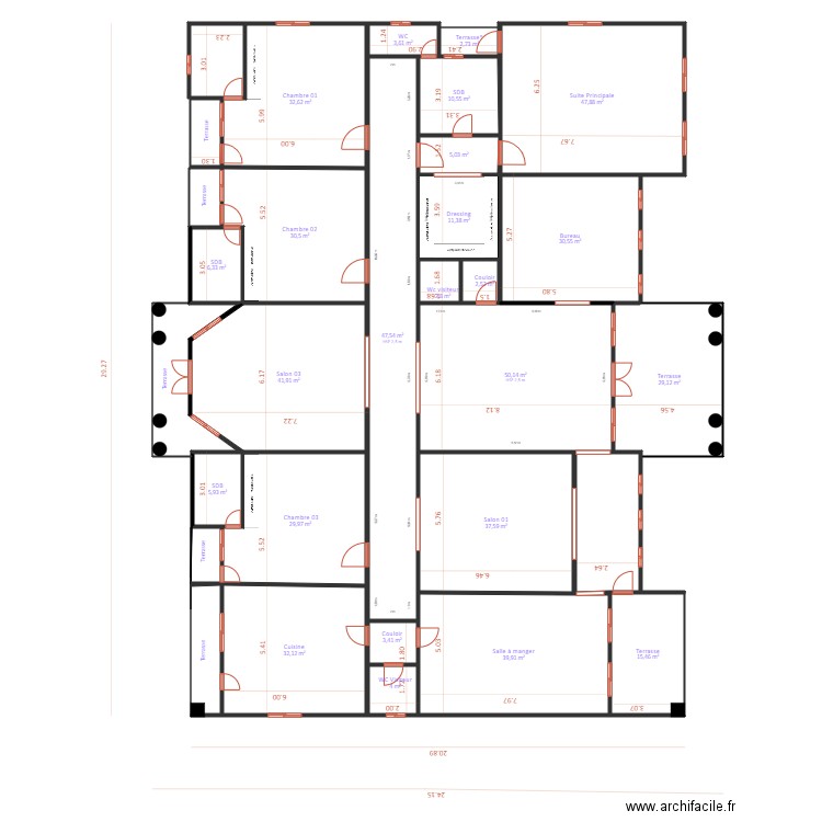 ngak 003. Plan de 27 pièces et 549 m2