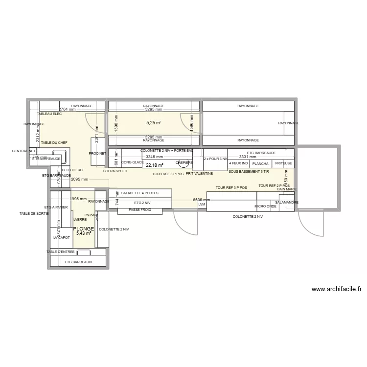 RESTAURANT CORMEILLE. Plan de 