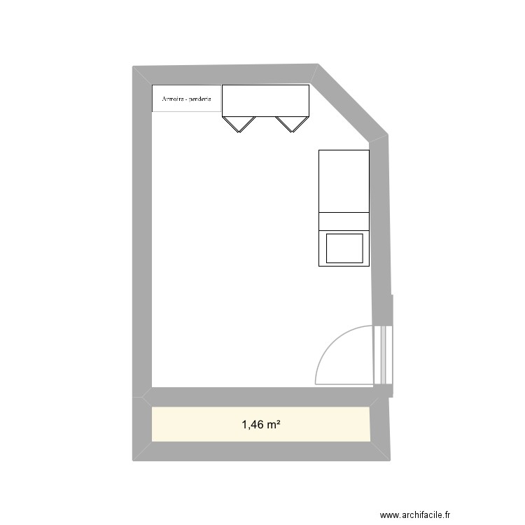 Chambre Maéva. Plan de 1 pièce et 1 m2