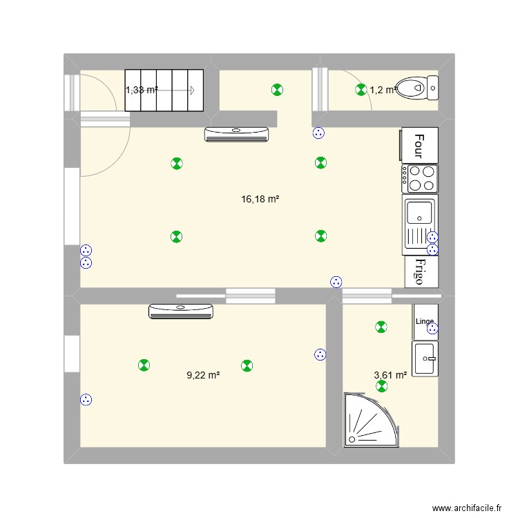 Nimes RDC Elec. Plan de 5 pièces et 32 m2