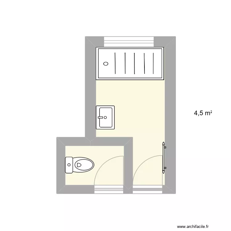 C / DEV. Plan de 2 Pièces et 6 m²